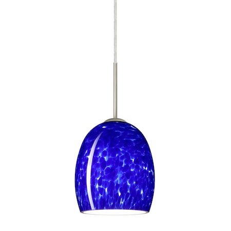 Besa Lighting Lucia Cord Pendant, Blue Cloud, Satin Nickel Finish, 1x9W LED 1JT-169786-LED-SN